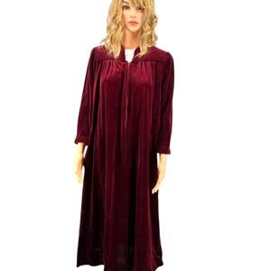 Vintage Velour Dressing Gown Sleepwear 1970s Zips Medium Heather Collection